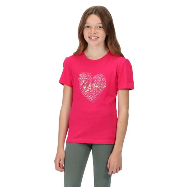 Kinder-Baumwoll-T-Shirt Regatta BOSLEY V rosa