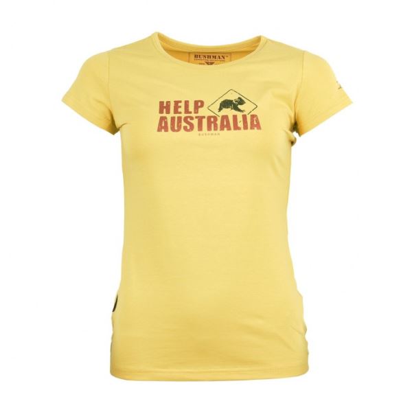 Damen T-Shirt BUSHMAN HELP AUSTRALIA W gelb