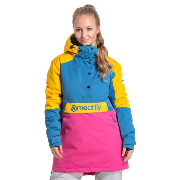 Damenjacke Meatfly SNB & SKI Aiko Premium gelb/blau/rosa