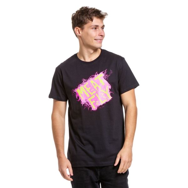 Herren T-Shirt Meatfly Crooky schwarz/rosa