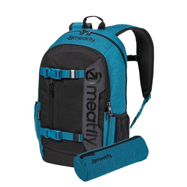 Meatfly Basejumper Rucksack + KOSTENLOSES STIFTETUI dunkelgrau/grau