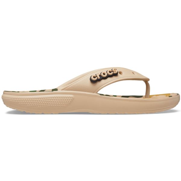 Damen-Flip-Flops Crocs CLASSIC Camo beige